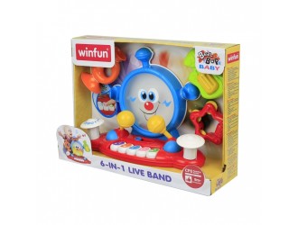 Jucarie 6in1 Instrumente Muzicale cu sunete si lumini, engleza, Winfun