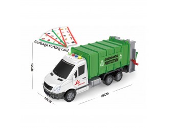Camion de gunoi cu frictiune, lumini si sunete, 1:16, jstoys