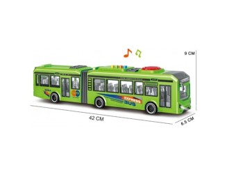 Зеленый автобус, с трением, звуками и светом, 1:16, jstoys