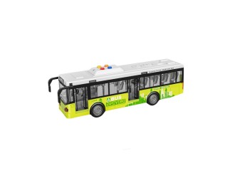 Зеленый автобус с инерцией, звуками и светом, 1:16, jstoys, ZJA314874