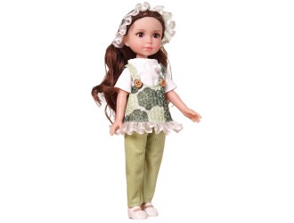 Papusa bruneta 35 cm cu bluza si pantaloni verzi, ZJA353023