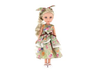 Papusa blonda 35 cm, rochie cu flori, ZJA353025