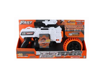 Blaster de jucarie electric cu gloante din spuma, 48 proiectile, cilindru rotativ, Fast Pioneer