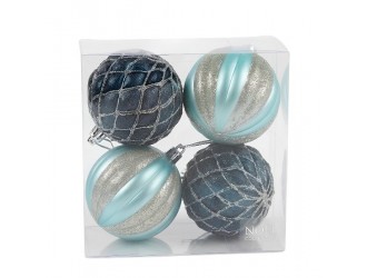 Set globuri mix turcoaz 4 buc X-mass 8 cm