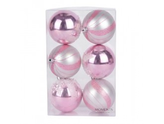 Set globuri roz 6 buc. 8 cm