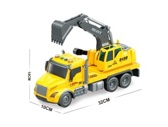 Желтый экскаватор с инерцией, звуками и светом, 1:14, jstoys, ZJA363779