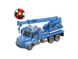 Синий автокран с инерцией, кнопкой, звуками и подсветкой, 1:14, jstoys, ZJA363782