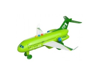 Зеленый фрикционный самолет и 2 машины, звуки и свет, 1:16, jstoys, ZJA347493