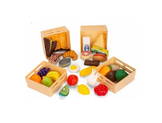 Игровой набор, 4 ящика с фруктами, овощами, деликатесами, едой 32 шт., ZJA314249