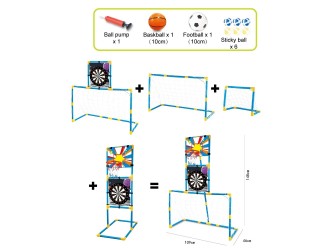 Игровой набор, футбол, баскетбол, дротики с мячами и насосом, ZJA326515