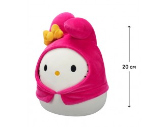 Jucarie de plus 20 cm, Hello Kitty in costum My Melody, Squishmallows