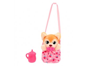 Jucarie de plus Catelus Pomeranian Spitz in gentuta 17,8cm, cu accesorii, seria Yummy Baby Paws