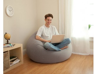 Надувное кресло 114x114x71 см "Beanless Bag", серое, до 100 кг, INTEX