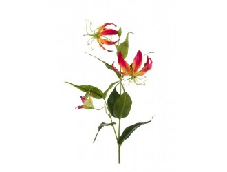 Ramura cu flori Gloriosa artificiala, rosu-portocaliu, 75cm