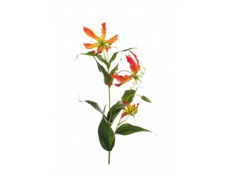Ramura cu flori Gloriosa artificiala, portocalie, 75cm