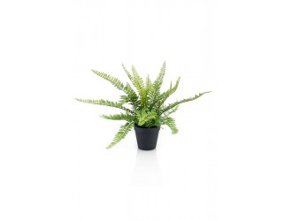 Tufa artificiala feriga, 18 frunze, 35cm, in ghiveci negru