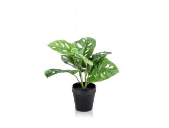 Tufa artificiala Monstera Monkey, verde, 30cm, in ghiveci