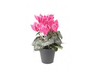 Tufa artificiala Cyclamen, roz intens, 25cm, in ghiveci