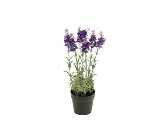 Lavanda artificiala, 7 fire, albastru inchis, 28cm, in ghiveci