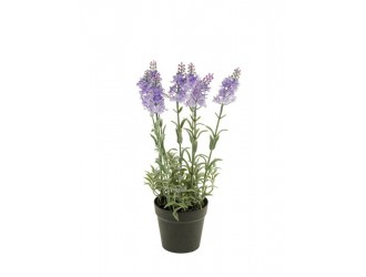 Lavanda artificiala, 7 fire, albastru deschis, 28cm, in ghiveci