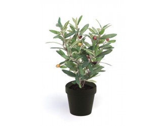 Tufa artificiala de maslin, verde, 40 cm, in ghiveci negru
