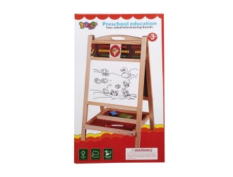 Tabla din lemn dubla cu abac, creta si marker, ZJA061536