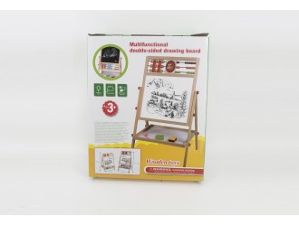 Tabla multifunctionala dubla din lemn cu abac si cuburi numerice - pentru copii +3 ani, ZJA131723