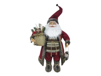 Figurina decoratiune Mos Craciun 45cm (bordo-gri), ZJA360721