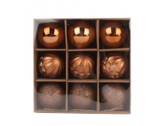 Set globuri de Craciun, maro, 6 cm, 9 bucati