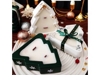 Ароматическая свеча в форме гипсовой ёлочки с 3 фитилями (размер S), 12x11 см, 200 г