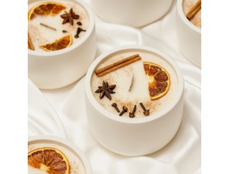 Ароматическая свеча в гипсовом подставке с декором, 10 см, 300 г