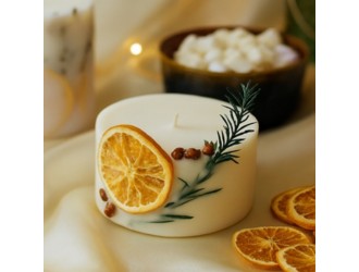 Ароматическая свеча круглая, 5 см, с рождественским декором