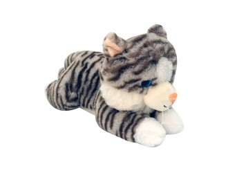 Мягкая игрушка Кошка 35 см черная / серая 25456