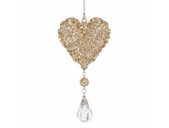 Decoratiune Inima Gold 17 x 8 cm