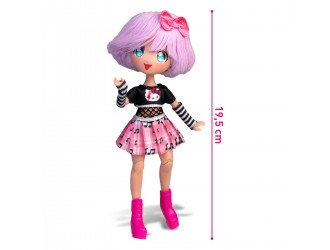 Papusa Teddy Rock cu 15 articulatii, 19,5cm seria Hello Kitty, 4SF Manga Dolls