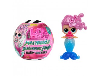 Papusica sirena L.O.L. Surprise! seria Mermaids! Makeover Magic Baby Sisters 