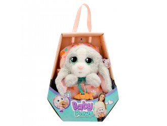Интерактивная мягкая игрушка Baby Paws - серый зайчик в сумочке с пустышкой, 21,5 см