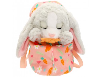 Интерактивная мягкая игрушка Baby Paws - серый зайчик в сумочке с пустышкой, 21,5 см