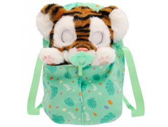 Jucarie de plus Tigru interactiv in gentuta 22 cm, cu suzeta, Baby Paws W3