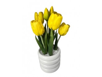 Искусственные тюльпаны в горшке 31 см, желтые, ZJA361811