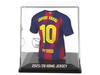 Figurina Football replica mini tricou – FC Barcelona: Lamine Yamal nr. 10, cu vitrina acrilica