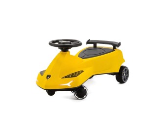 Masinuta pentru copii gravitationala Lamborghini, cu roti din cauciuc LED, directie 360° si iluminare frontala suplimentara, galben, Adamex