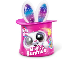 Jucarie interactiva Magic Bunny Surprise Pets Alive Zuru cu lumini si sunete, set surpriza, ALB
