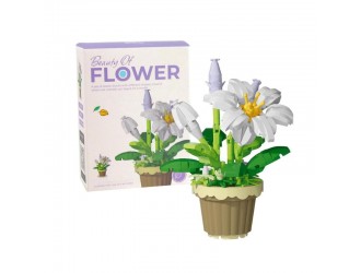 Set constructie pentru copii, floare Crin in ghiveci, 260 piese, 7.7x8.5x10.6 cm
