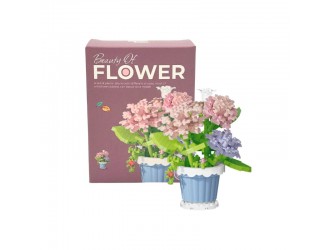  Set constructie pentru copii, floare Hortensie in ghiveci, 365 piese, 8.6x8.7x10 cm