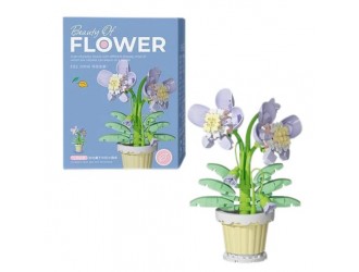 Set constructie pentru copii, floare Orhidee in ghiveci, 218 piese, 8.3x7x12.6 cm