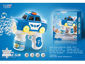 Pistol automat de baloane de sapun pentru copii, model Masina de Politie cu lumini, ZJA405378, 3 ani+