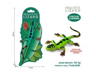 Figurina elastica Soparla cu pete, schimba culoarea la caldura, 17 cm, ZJA402116, 3 ani+