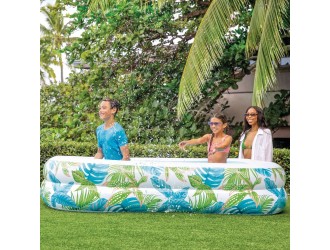 Семейный надувной бассейн Intex "Tropical Swim Center" с тропическим принтом, 229х152х48 см, 600 L, 3+ ani, код 57177