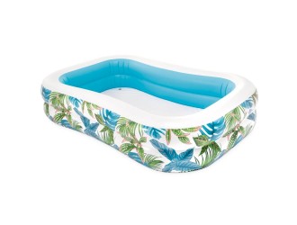Семейный надувной бассейн Intex "Tropical Swim Center" с тропическим принтом, 229х152х48 см, 600 L, 3+ ani, код 57177